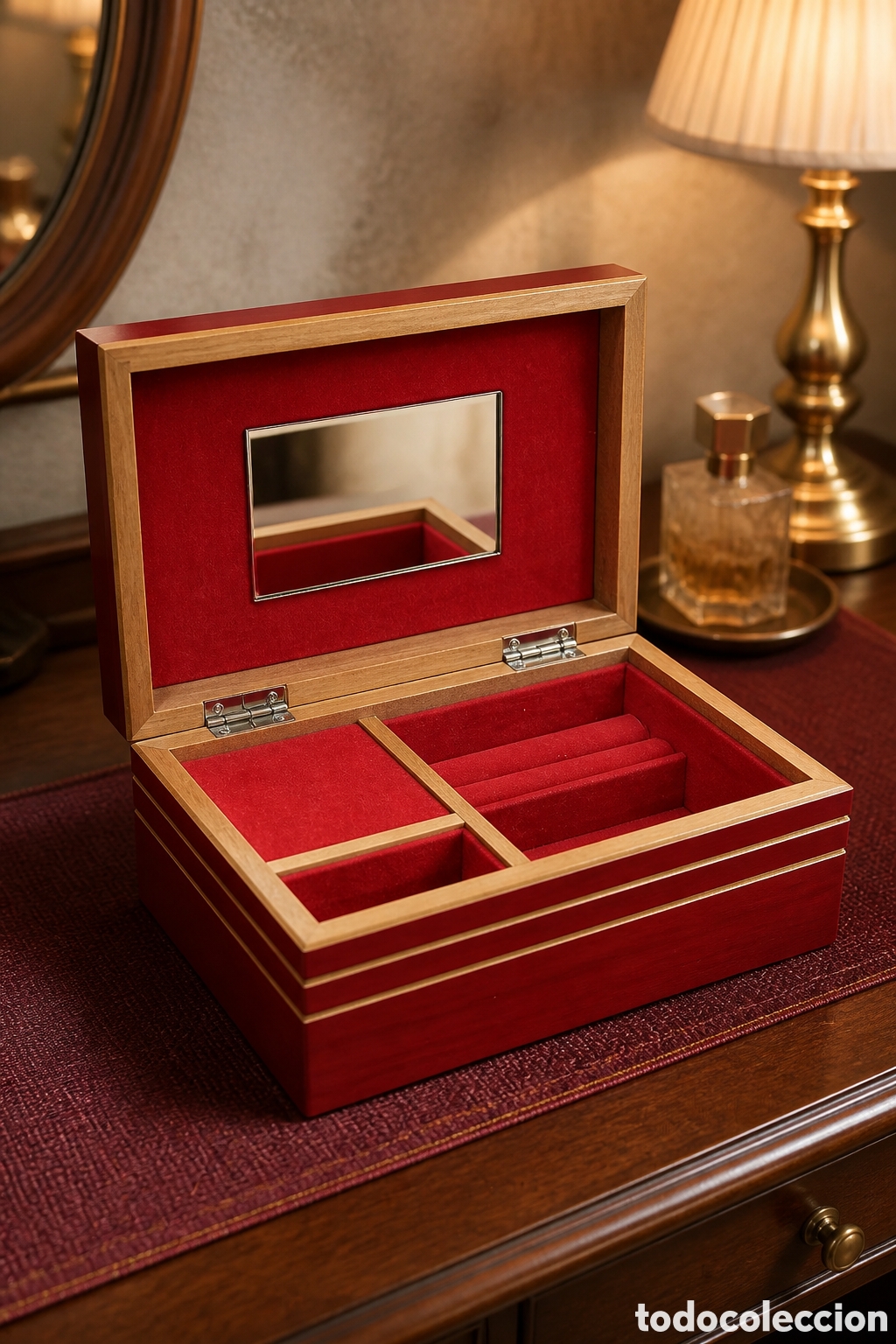 Antig&uuml;edades: Elegante joyero con caja musical vintage de la marca Avon. Su dise&ntilde;o combina detalles en madera con
