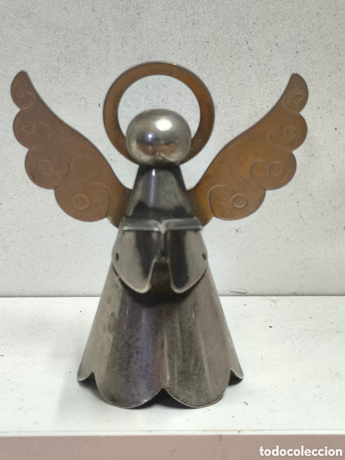 Antig&uuml;edades: Portavelas forma &aacute;ngel metal