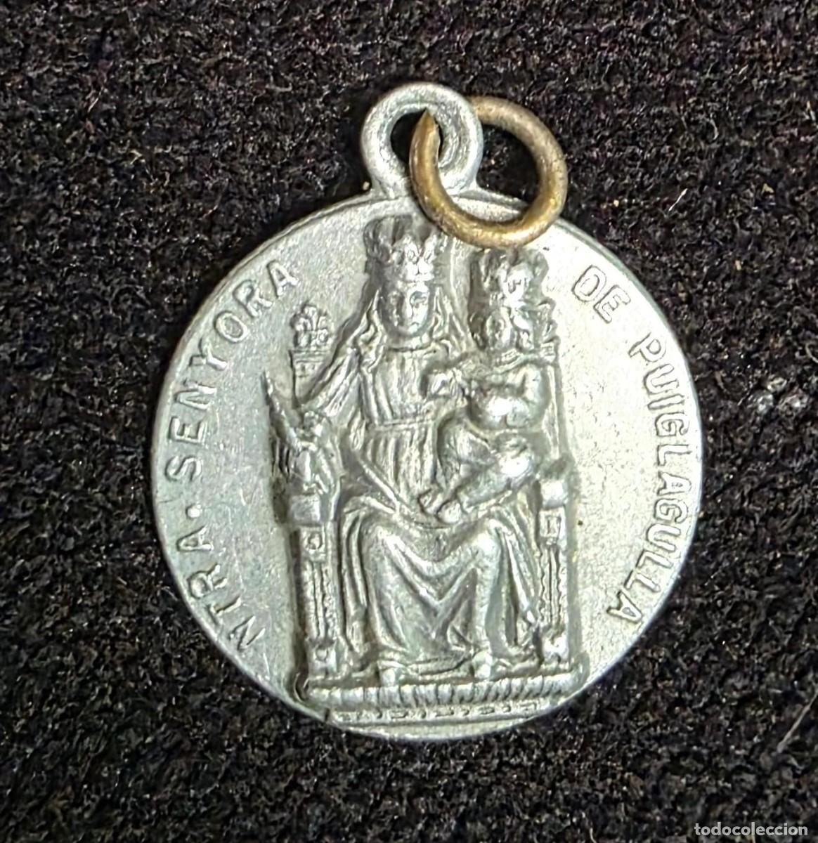 Antig&uuml;edades: Medalla religiosa antigua Nuestra Se&ntilde;ora de Puig Agull&agrave; &ndash; Colgante devocional de aluminio &ndash; 2,5 cm