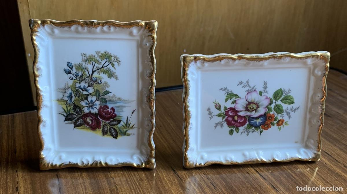 Antig&uuml;edades: Pareja de Mini Cuadros de Porcelana - Royal Grafton - Con Pie de Apoyo - Made in England - Royal Gra