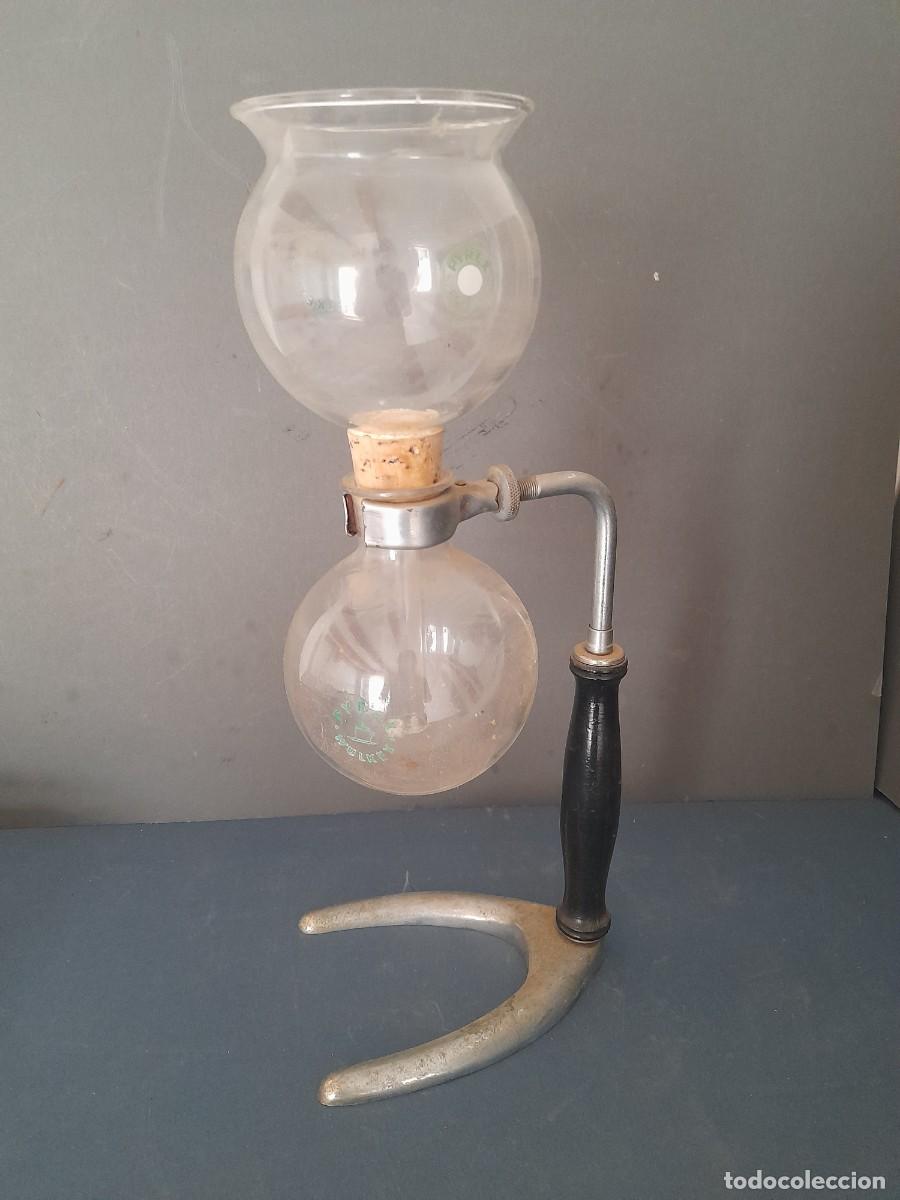 Antig&uuml;edades: Probeta matraz/tubo de ensayo con soporte, &uacute;til de laboratorio, altura 37cm aprox, diametro 10cm ap