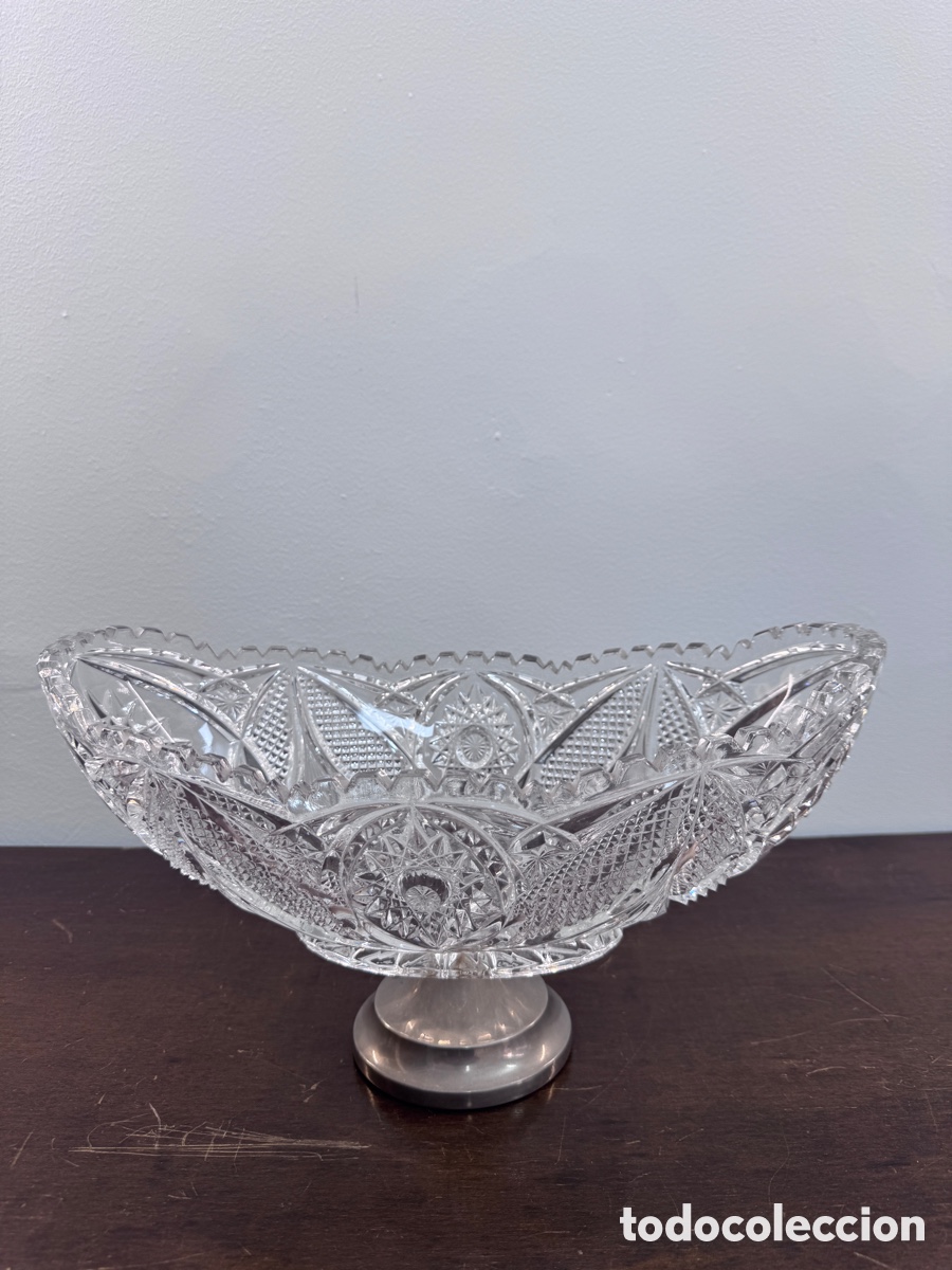 Antig&uuml;edades: Centro cristal tallado vintage con pie a&ntilde;os 80 frutero g&oacute;ndola boda
