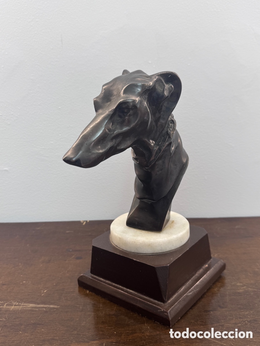 Antig&uuml;edades: Escultura bronce galgo whippet Art D&eacute;co a&ntilde;os 70 mascot coche firmado