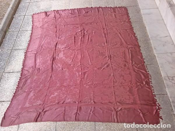 Antig&uuml;edades: Colcha antigua rojo burdeos - Foto 1