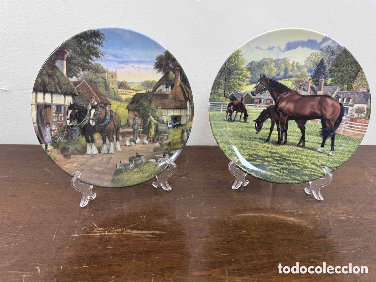 Antig&uuml;edades: Lote 2 platos colecci&oacute;n Royal Doulton caballos Bradford Exchange vintage ingl&eacute;s