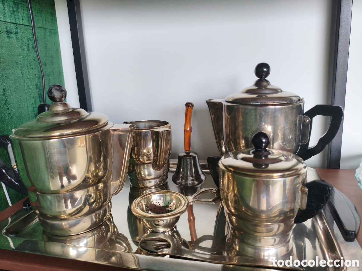 Antig&uuml;edades: Juego caf&eacute; art deco plateado
