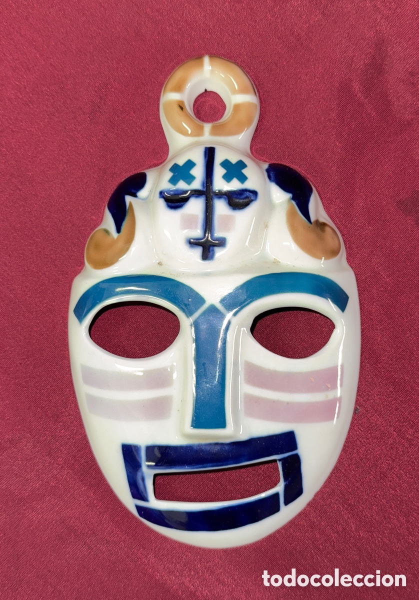 Antig&uuml;edades: M&aacute;scara decorativa de porcelana Sargadelos Galicia vintage