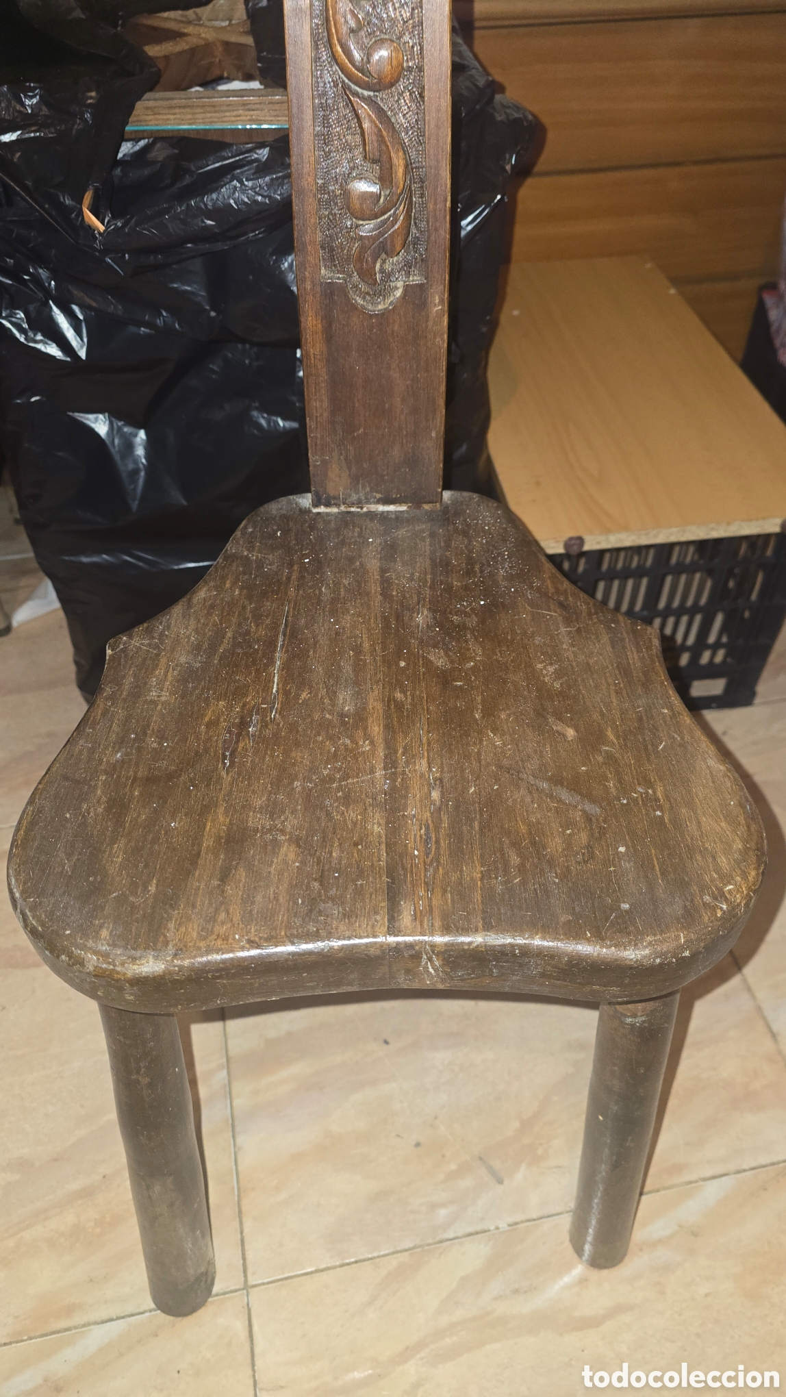 Antig&uuml;edades: Antigua silla paridera de madera maciza - Foto 4