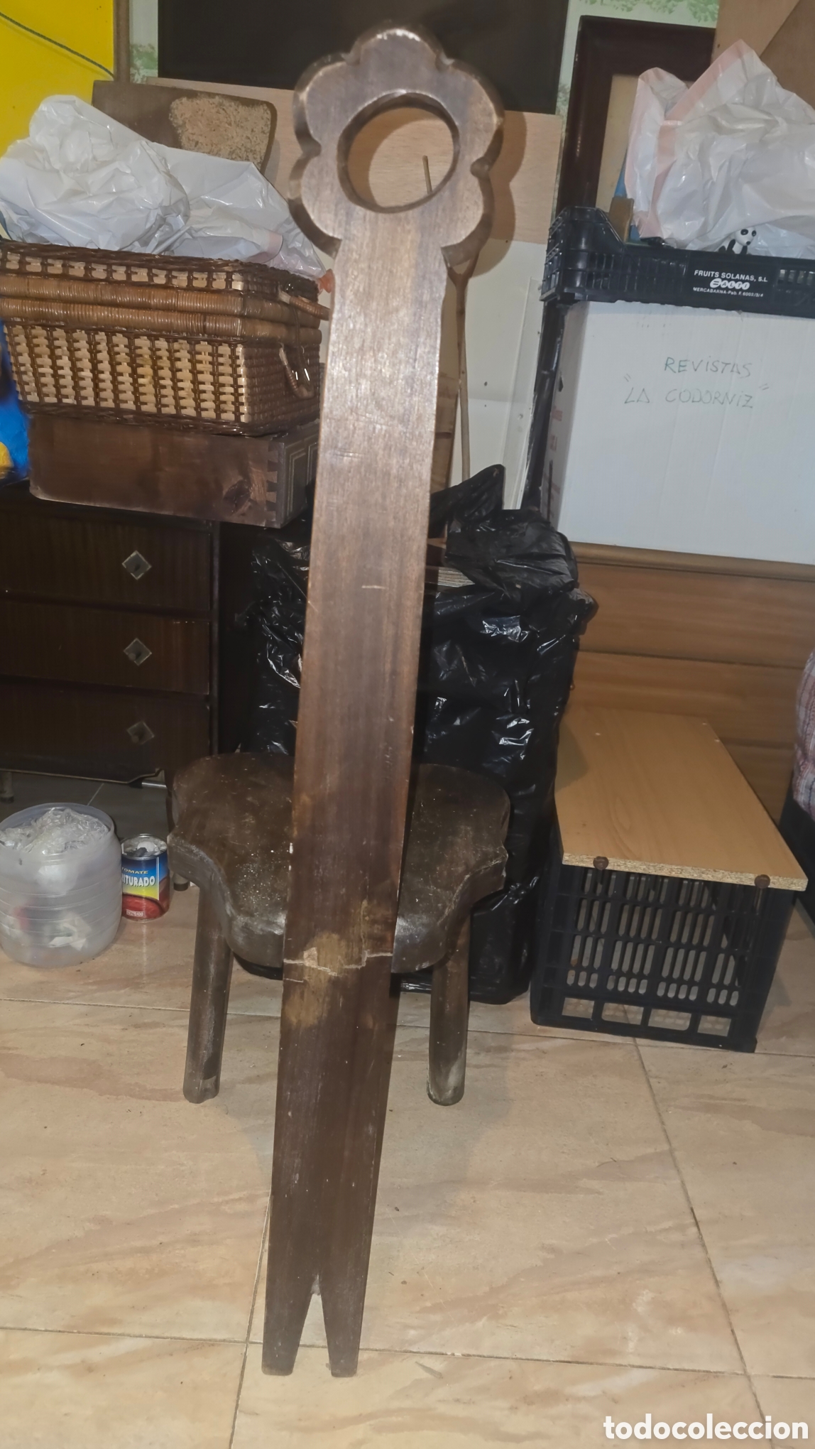 Antig&uuml;edades: Antigua silla paridera de madera maciza - Foto 9