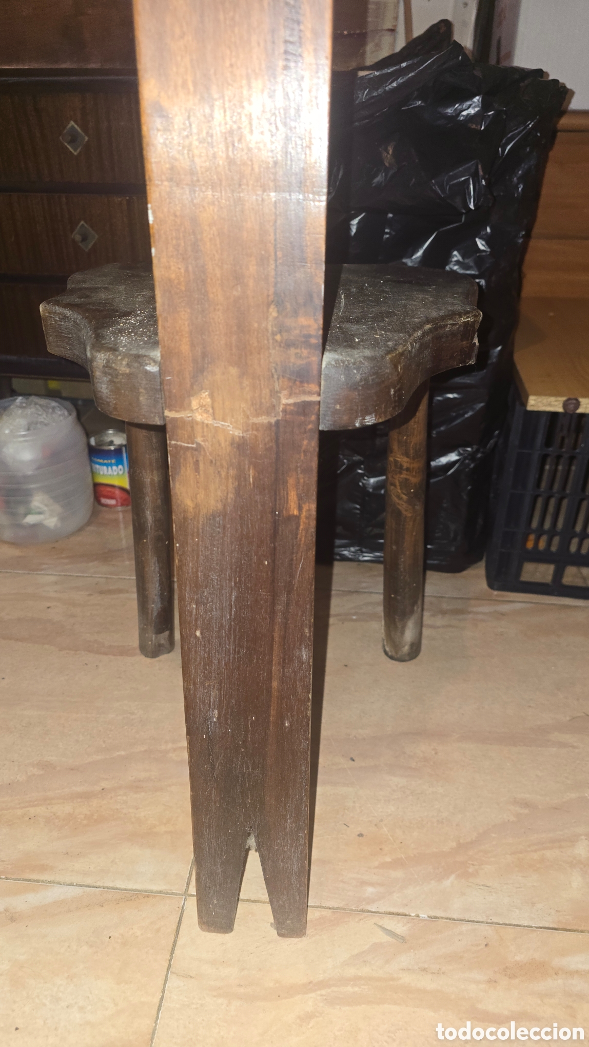 Antig&uuml;edades: Antigua silla paridera de madera maciza - Foto 10