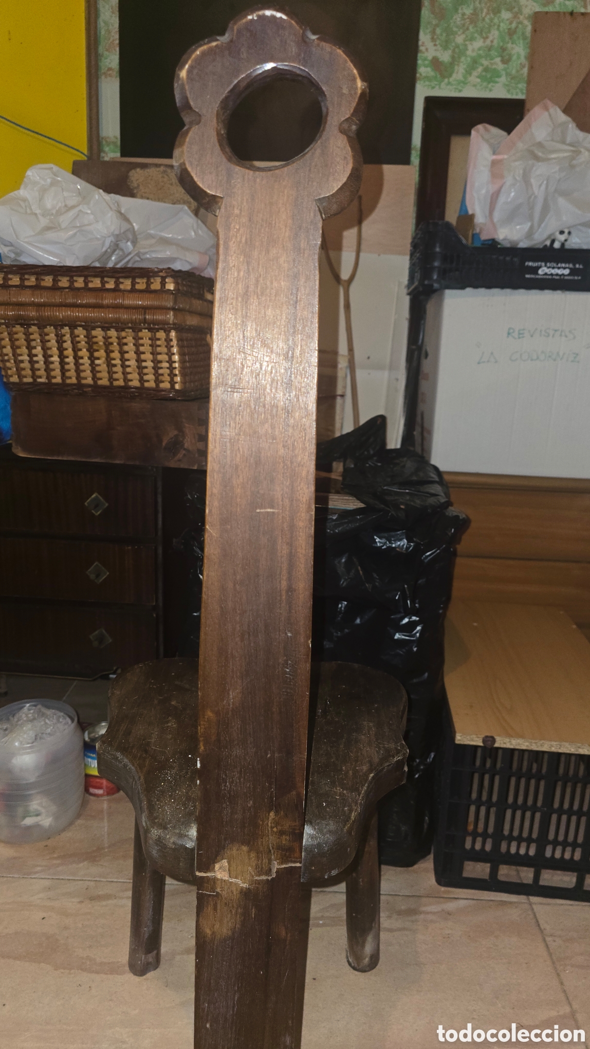 Antig&uuml;edades: Antigua silla paridera de madera maciza - Foto 11