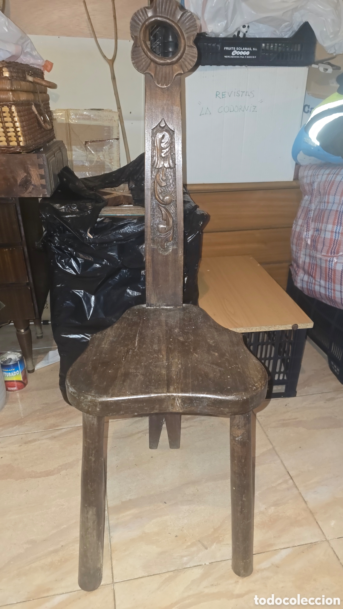 Antig&uuml;edades: Antigua silla paridera de madera maciza