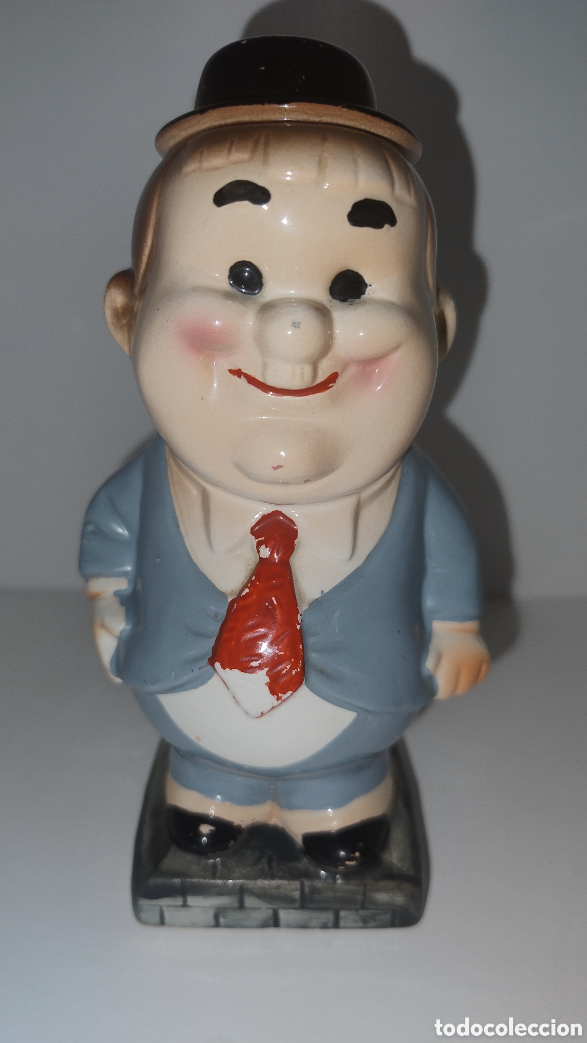 Antig&uuml;edades: Oliver Hardy figura cer&aacute;mica hucha Japan