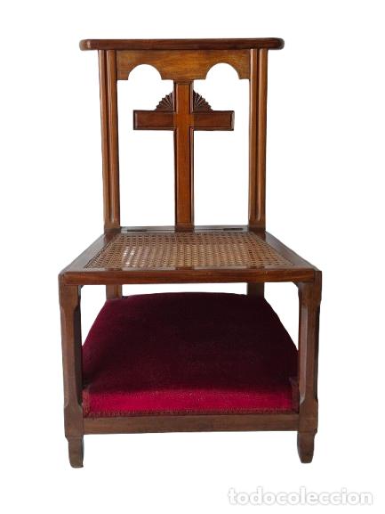 Antig&uuml;edades: Silla Reclinatorio Isabelina - Madera de Caoba - Tapicer&iacute;a en Buen Estado - S. XIX