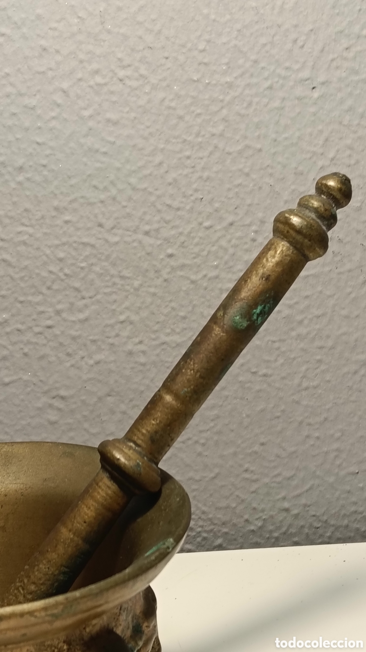 Antig&uuml;edades: Almirez Mortero Antiguo Bronce 4 Caras - Foto 3