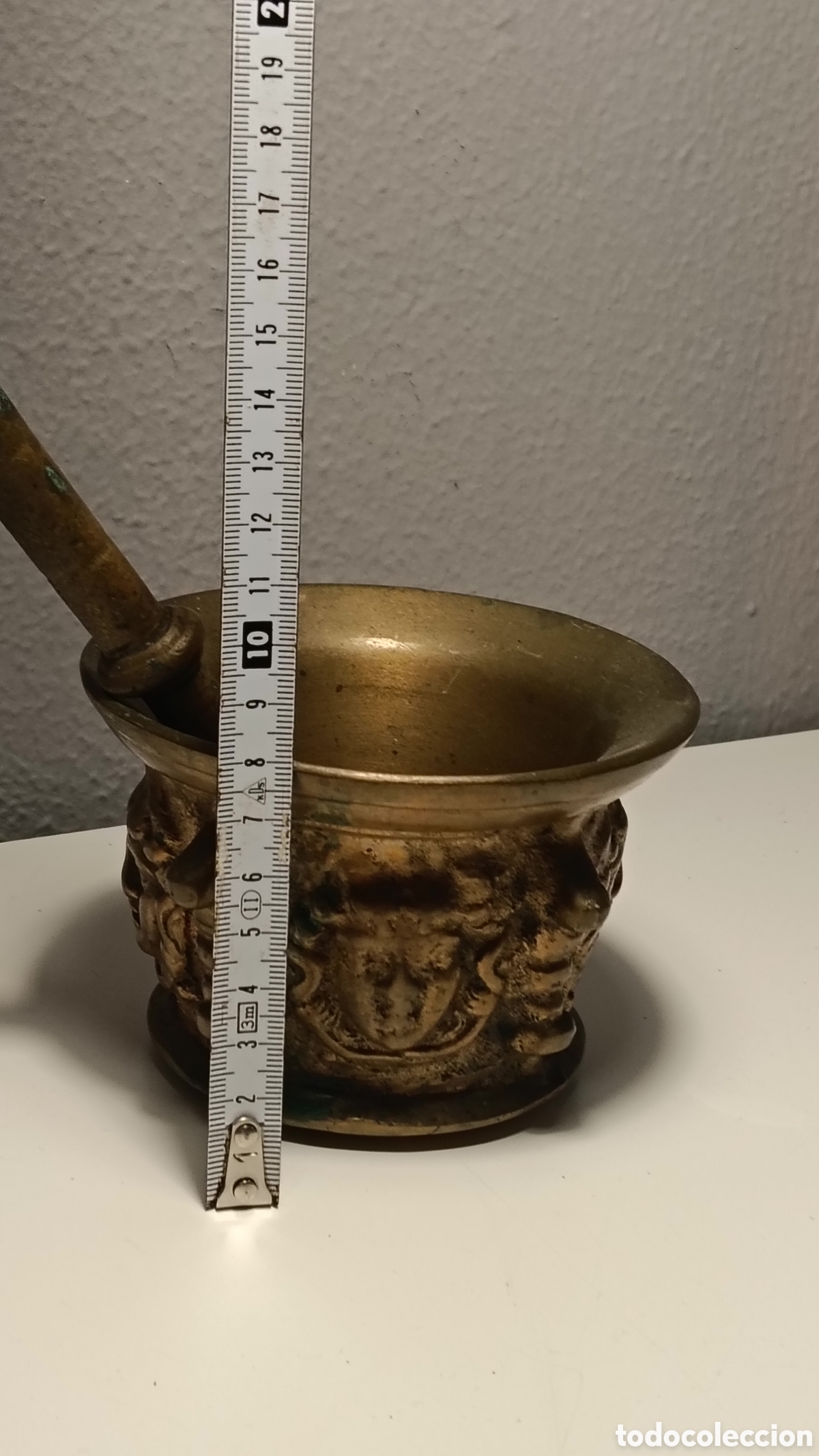 Antig&uuml;edades: Almirez Mortero Antiguo Bronce 4 Caras - Foto 7