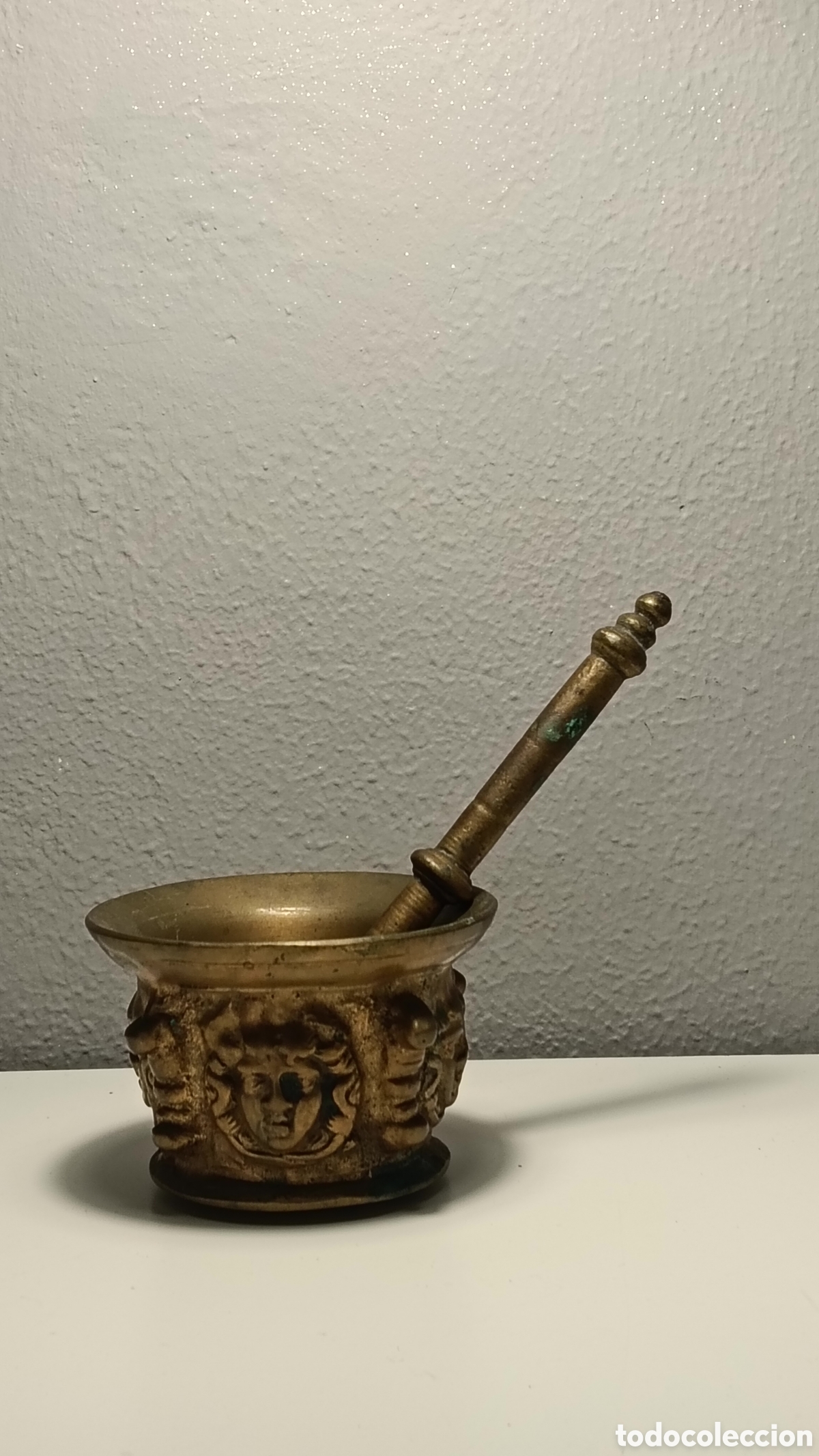 Antig&uuml;edades: Almirez Mortero Antiguo Bronce 4 Caras