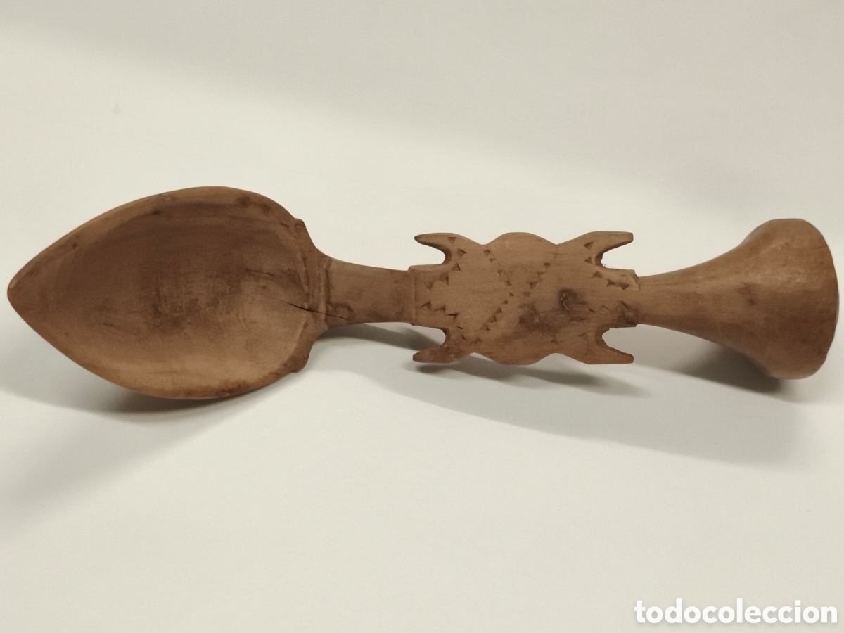 Antig&uuml;edades: Antigua Cuchara madera arte pastoril