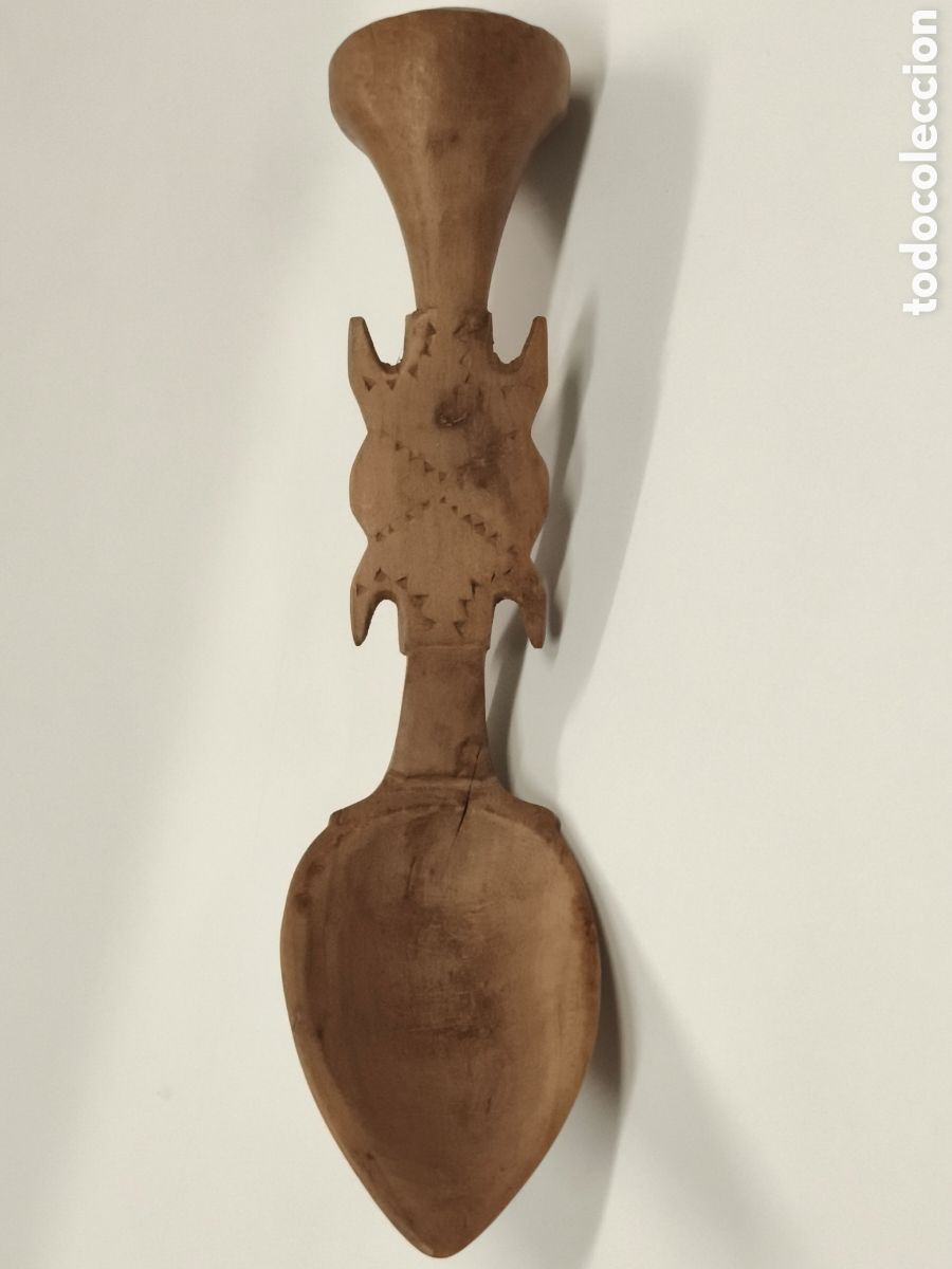 Antig&uuml;edades: Antigua Cuchara madera arte pastoril