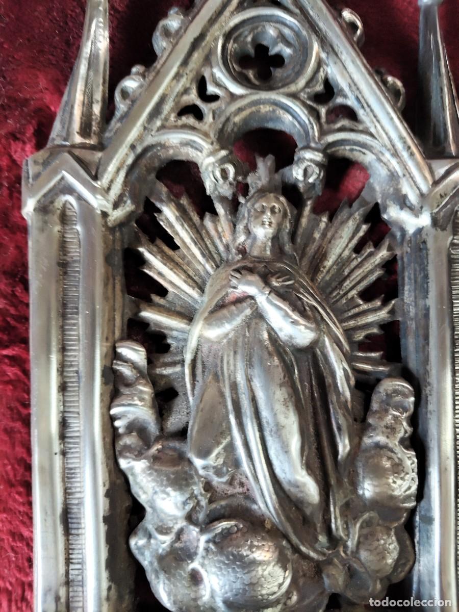 Antig&uuml;edades: Antigua benditera de plata ppSXXCon la Inmaculada - Foto 3