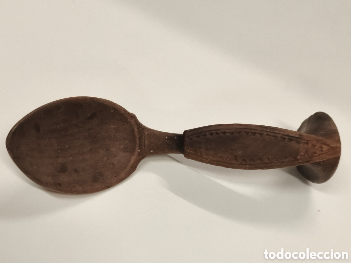 Antig&uuml;edades: Antigua cuchara madera arte pastoril