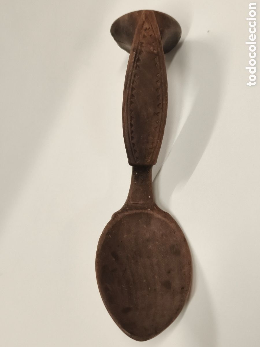 Antig&uuml;edades: Antigua cuchara madera arte pastoril