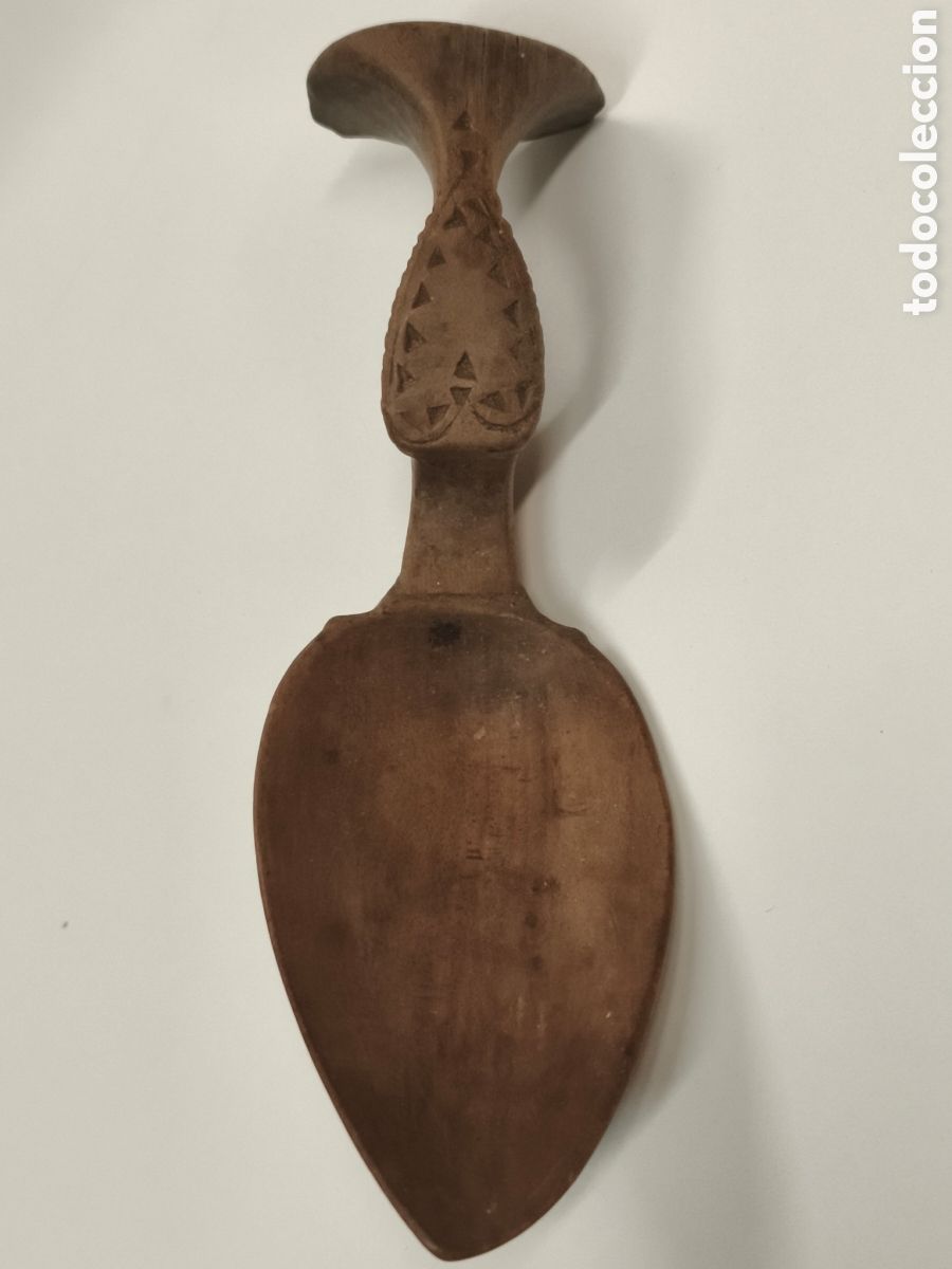 Antig&uuml;edades: Antigua cuchara madera arte pastoril