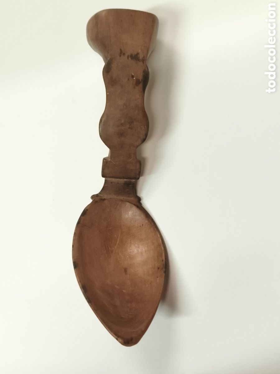 Antig&uuml;edades: Cuchara de madera arte pastoril - Foto 1