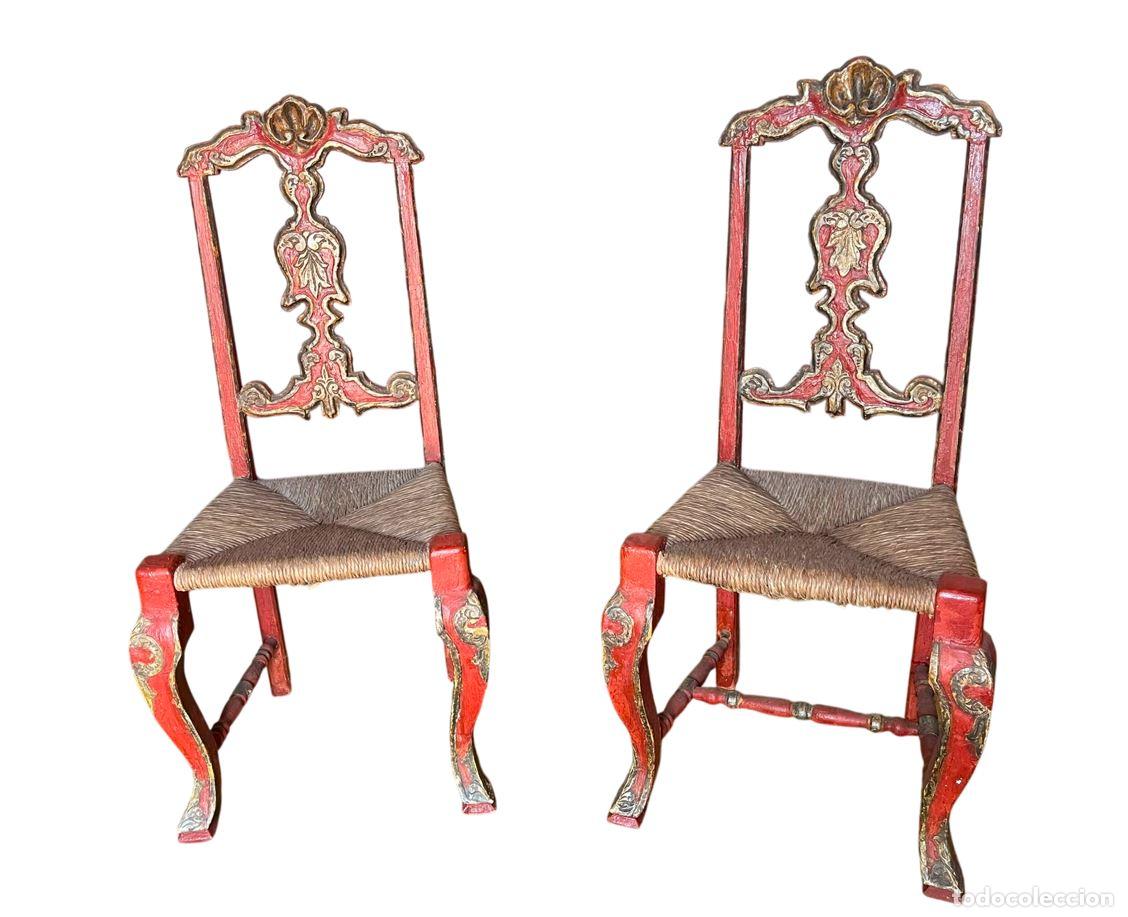 Antiques: PAREJA DE SILLAS DE ESTILO BARROCO. MADERA Y PAN DE PLATA. ESPA&Ntilde;A. SIGLOS XVIII-XIX.