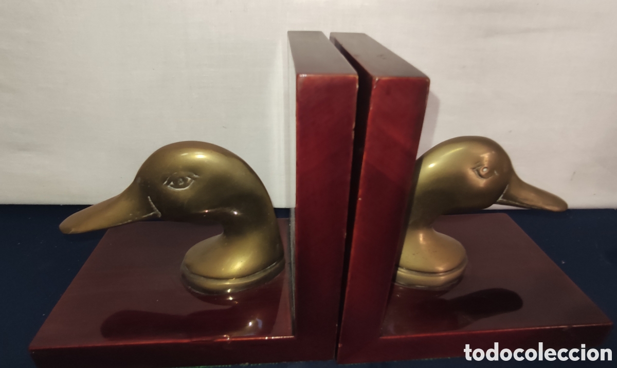 Antig&uuml;edades: Sujetalibros lat&oacute;n patos vintage
