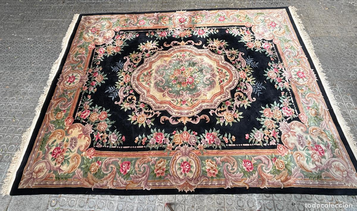 Antig&uuml;edades: Gran alfombra espa&ntilde;ola antigua de nudos, 1920's. Ver fotos. 380x277cm