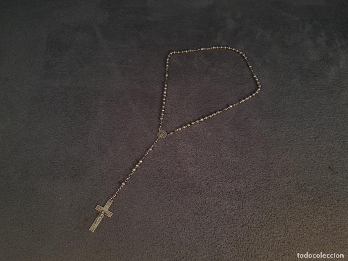 Antiques: J-4498. ROSARIO DE PLATA DE LEY CON MEDALLA CONMEMORATIVA DE SAN JOS&Eacute; DE LA MONTA&Ntilde;A. SIGLO XX.