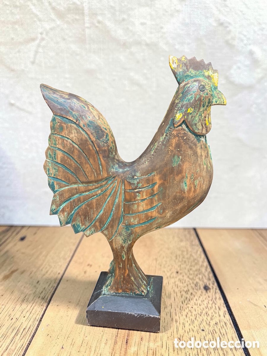 Antig&uuml;edades: Gallo decorativo de madera - Foto 2