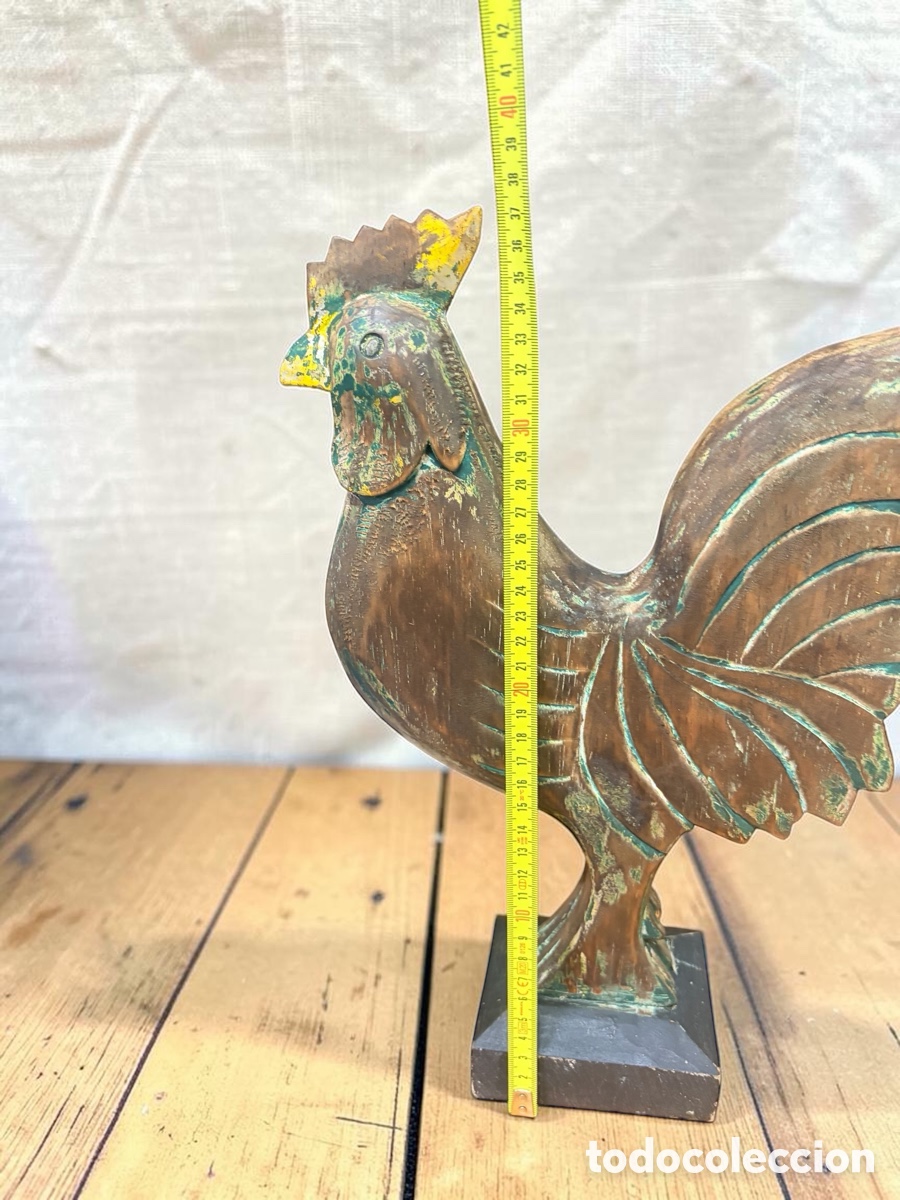 Antig&uuml;edades: Gallo decorativo de madera - Foto 3