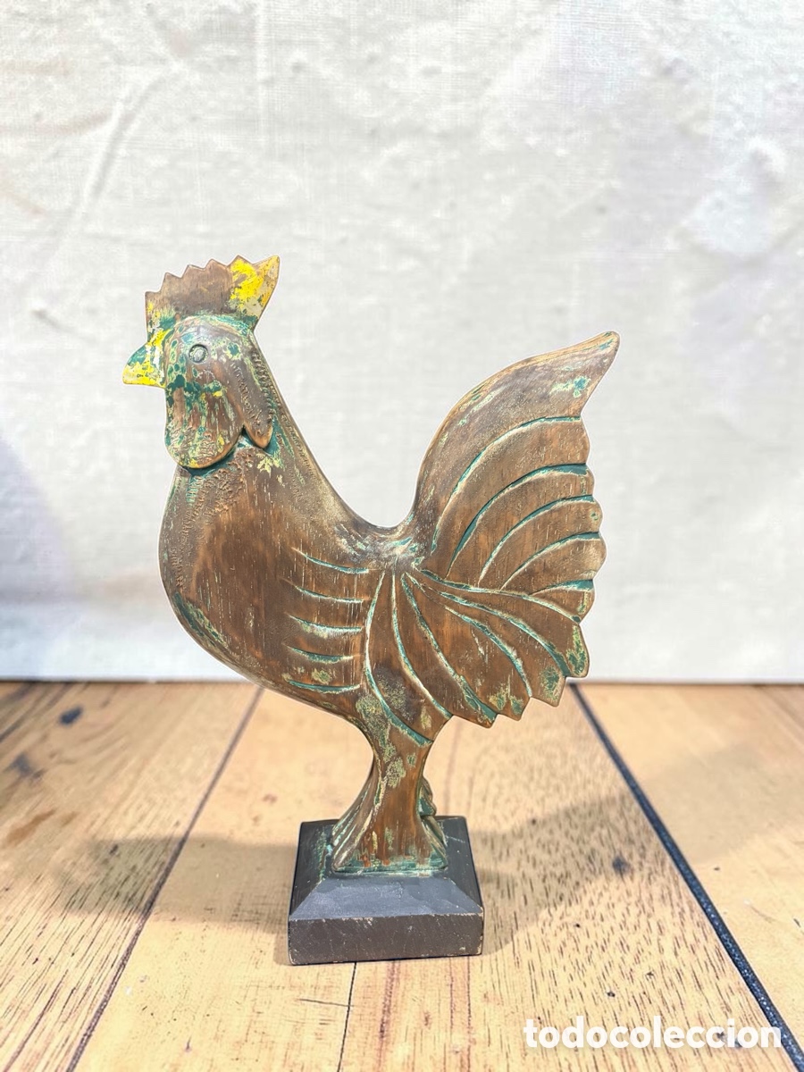 Antig&uuml;edades: Gallo decorativo de madera