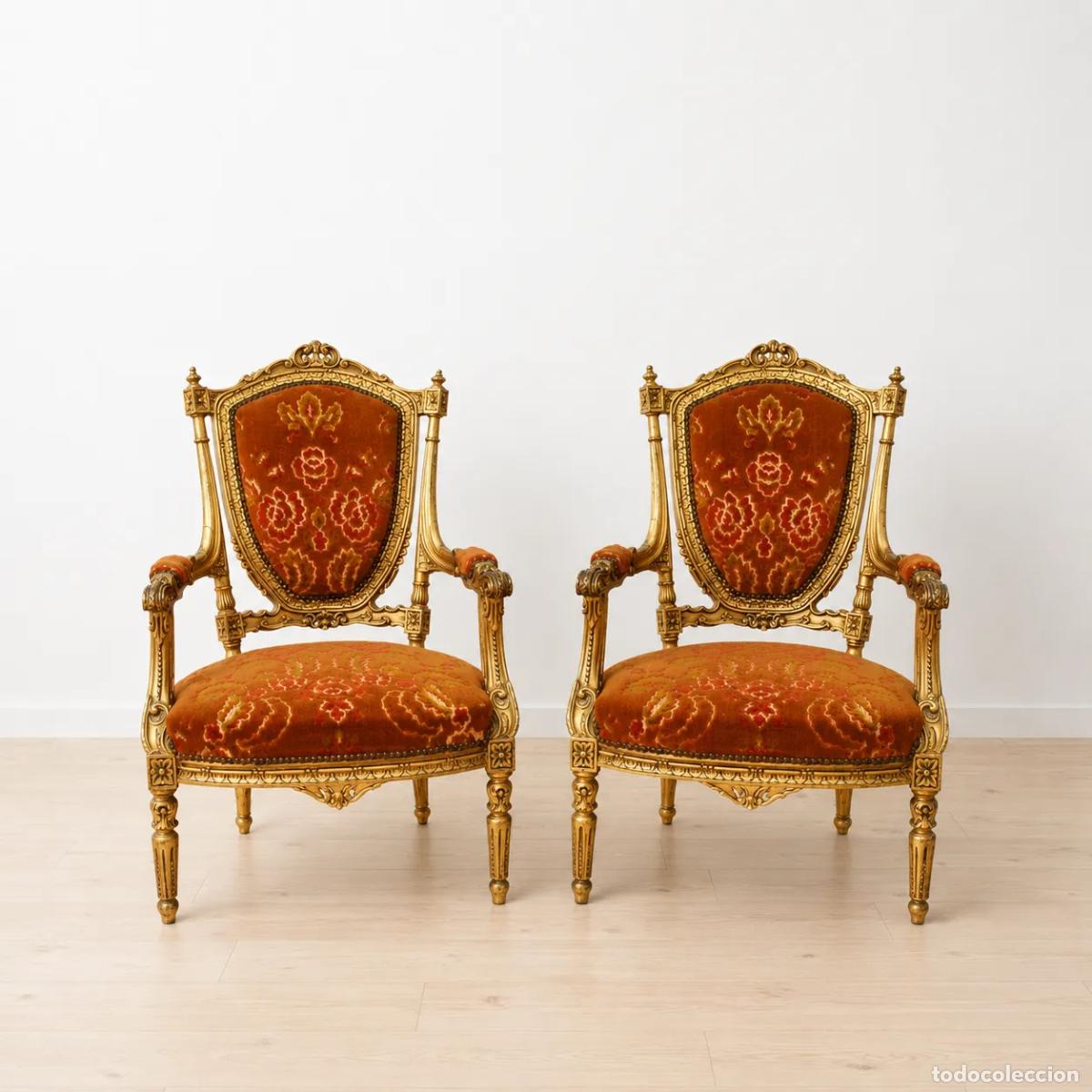 Antiguidades: Pareja sillones estilo Luis XVI