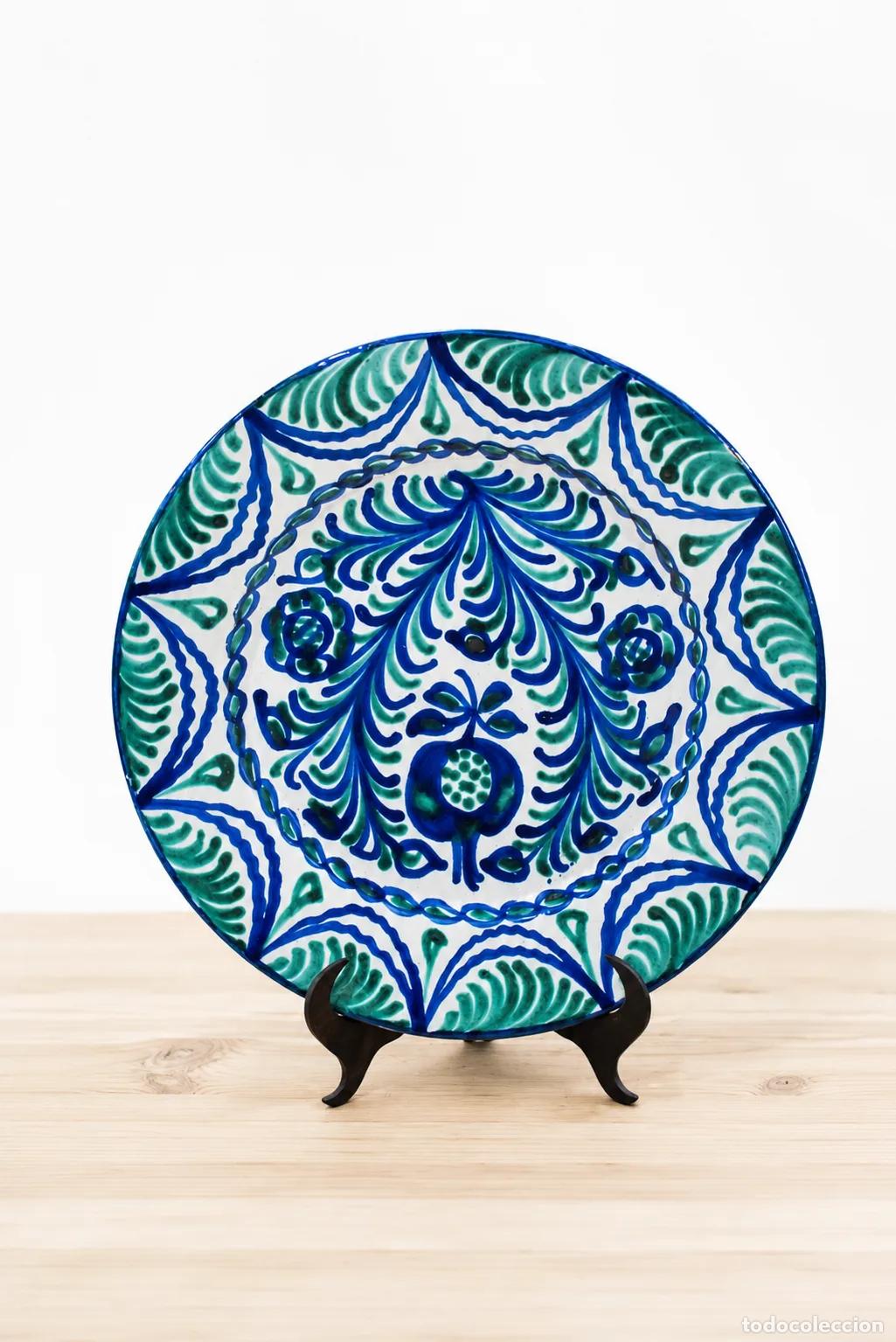 Antig&uuml;edades: Plato cer&aacute;mica azul y verde - Foto 1