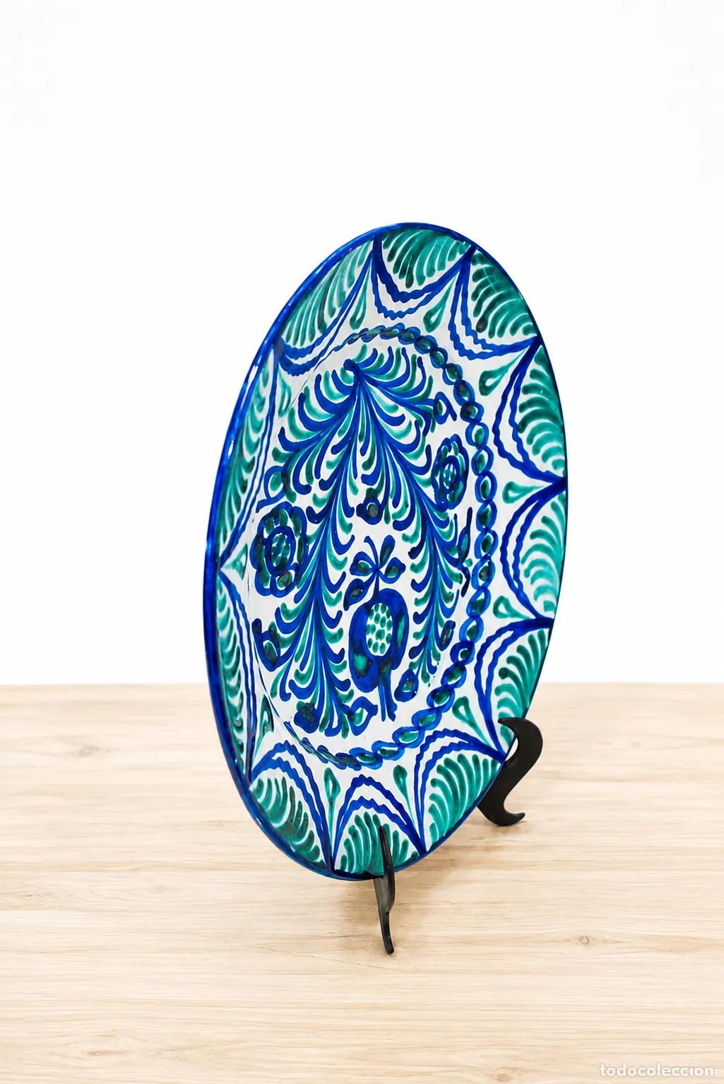 Antig&uuml;edades: Plato cer&aacute;mica azul y verde - Foto 2