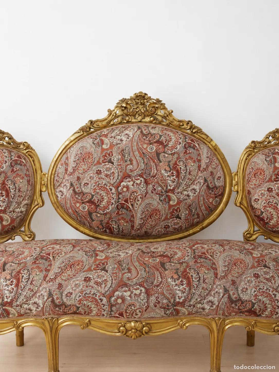 Antig&uuml;edades: Sof&aacute; antiguo Isabelino pan de oro - Foto 2