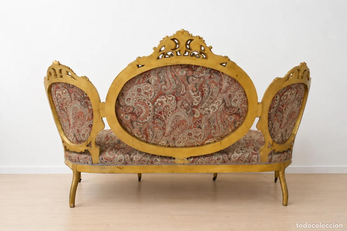 Antig&uuml;edades: Sof&aacute; antiguo Isabelino pan de oro - Foto 7