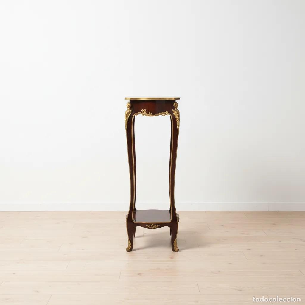 Antig&uuml;edades: Pedestal madera y aplicaciones bronce - Foto 3