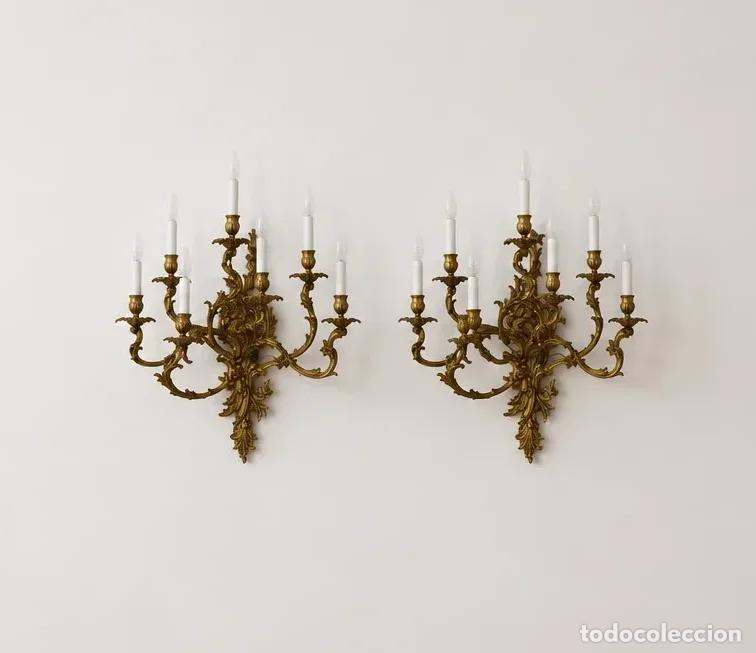 Antig&uuml;edades: Grandes apliques 7 luces bronce dorado