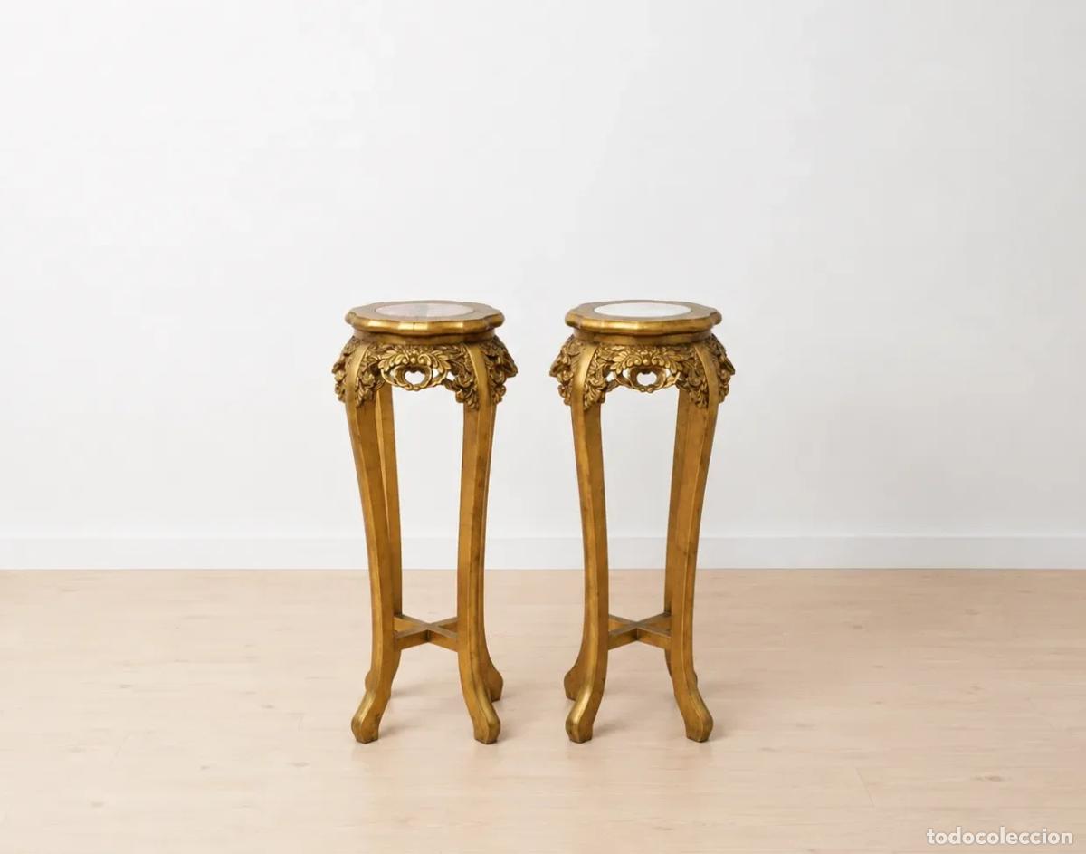Antig&uuml;edades: Pareja pedestales dorados Luis XV