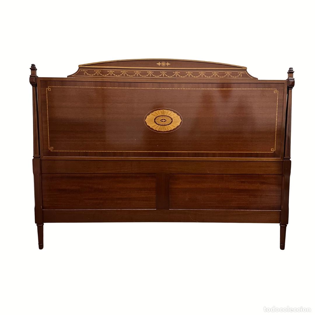 Antiques: Cabecero, madera de caoba y limoncillo, Eduardiano, p. s. XX &ndash; Inglaterra