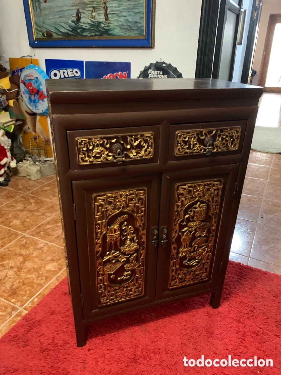 Antig&uuml;edades: Mueble chino oriental tallado y dorado
