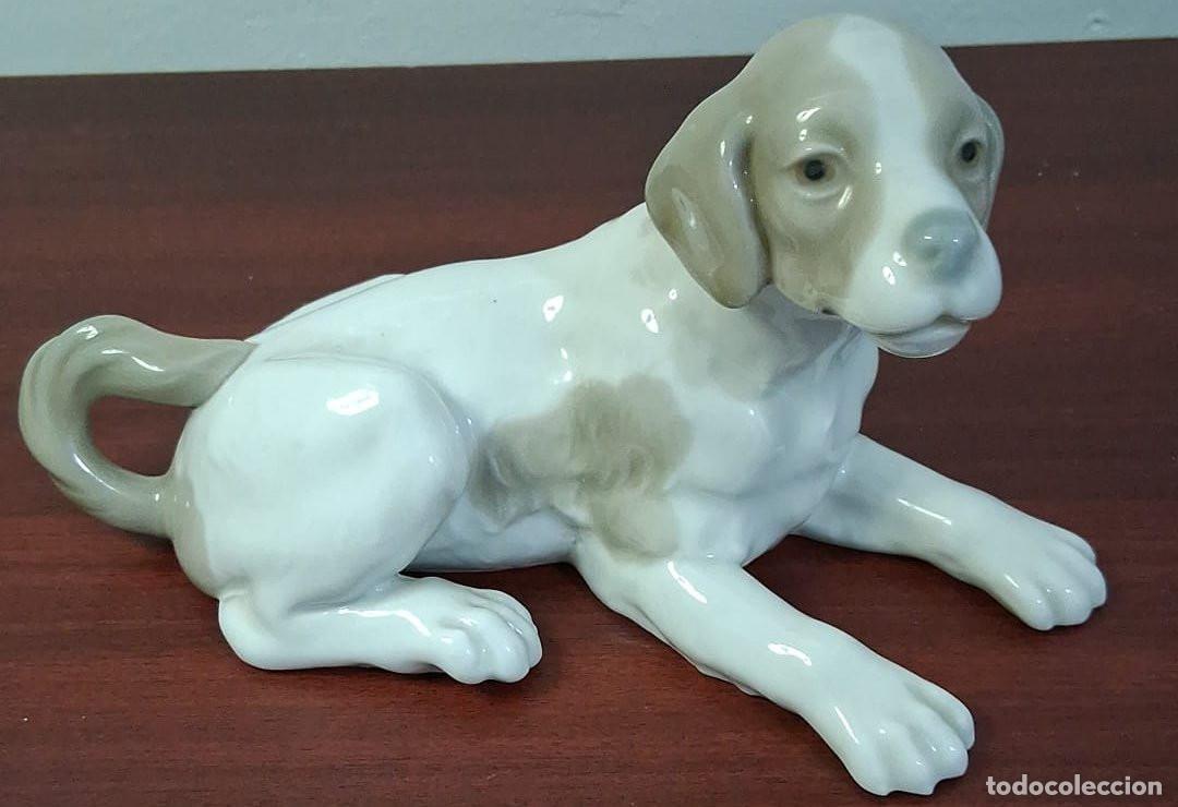 Antiquit&eacute;s: Figura perro de porcelana NAO Made in Spain &middot; estilo Lladr&oacute; &middot; perro tumbado