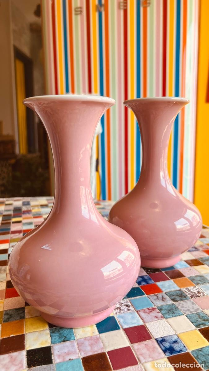 Antig&uuml;edades: Pareja jarrones chinos porcelana marcas china s XX a&ntilde;os 70