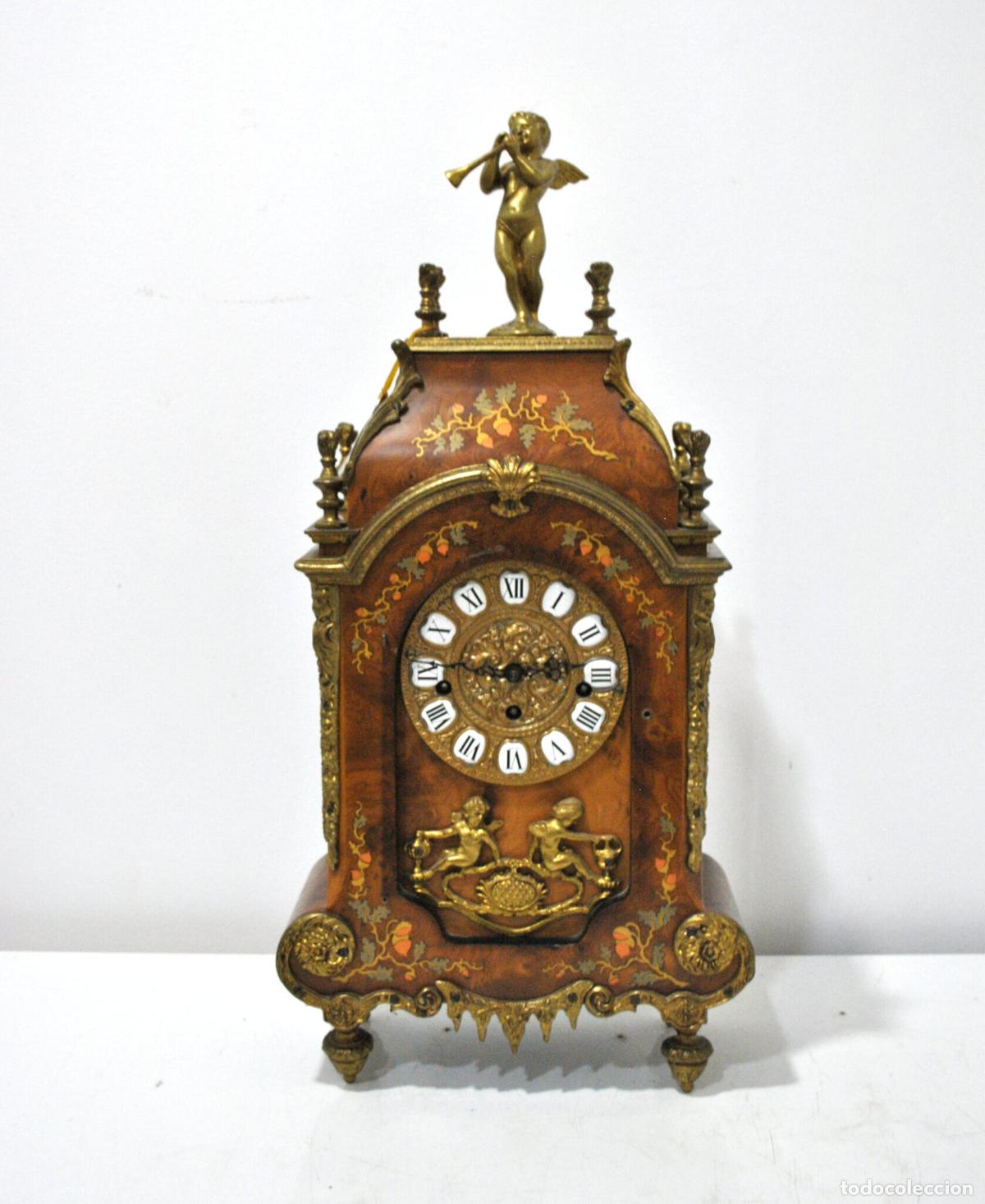 Antig&uuml;edades: Reloj sobremesa Luis XV marqueter&iacute;a