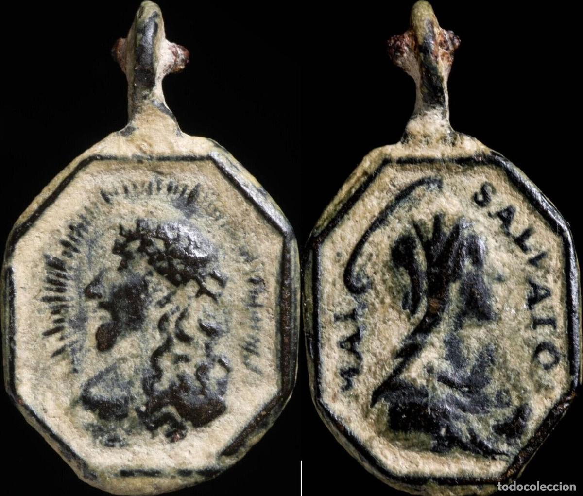 Antiguidades: Medalla Siglos XVI - XVI, Salvator Mundis/Mater Salvatoris - 22x13 mm.