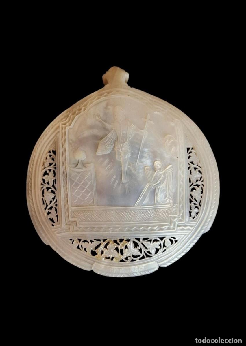 Antig&uuml;edades: (ANT-260606)CONCHA MADRE PERLA TALLADA RESURRECCION DE CRISTO SIGLO XIX